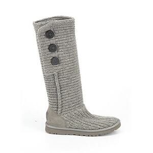 UGG Classic Cardy Gray Knit Button Boots Women’s Size 8 Cozy Tall Style